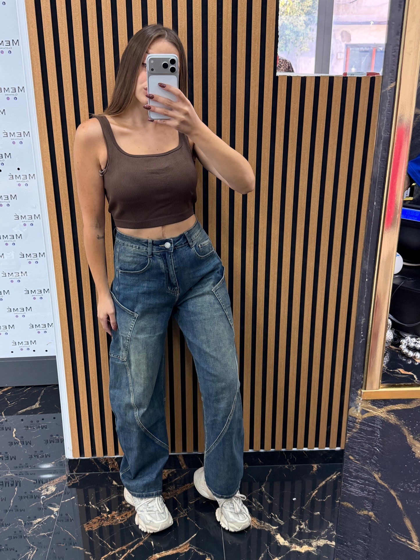 Jeans Ballon Mini Brown