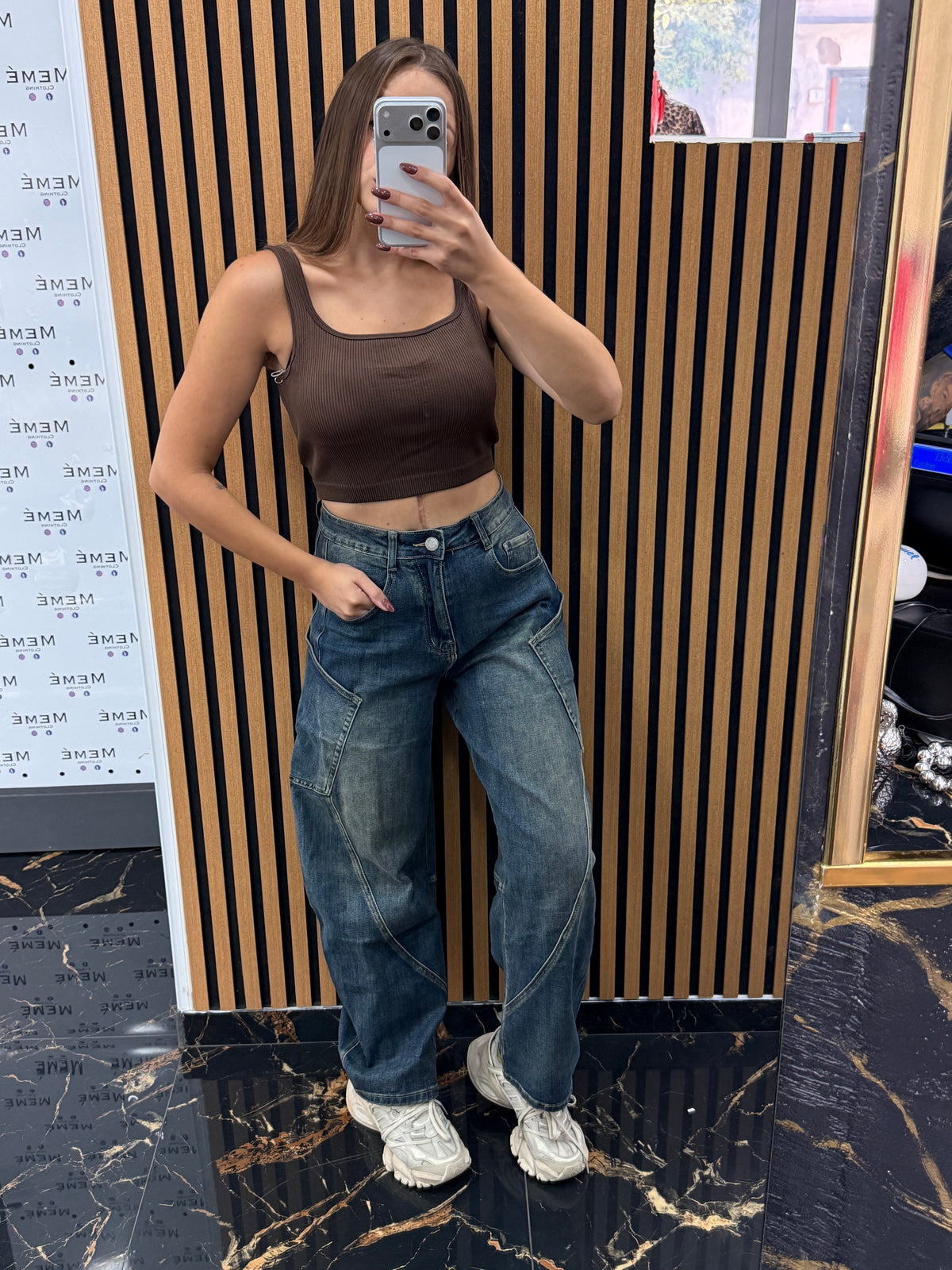 Jeans Ballon Mini Brown